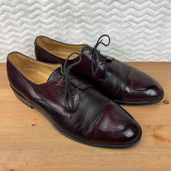 JOHNSTON & MURPHY CELLINI DEERSKIN CAPTOE Derby SIZE 9.5 M - MADE IN ITALY - Picture 1 of 14